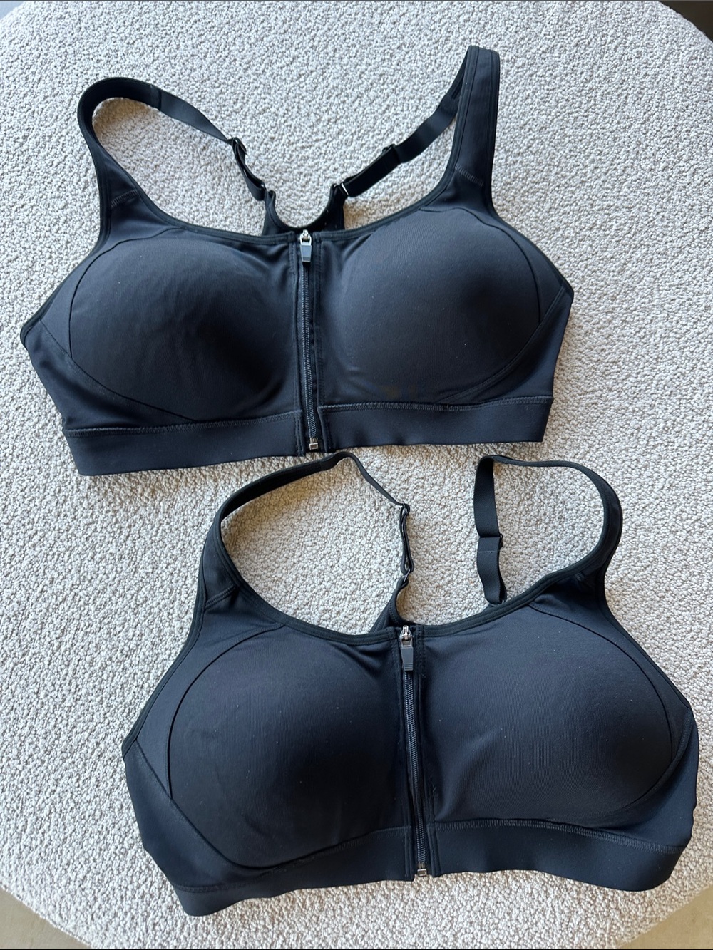 2-Champion Black Front-Zip High-Impact Sports Bra